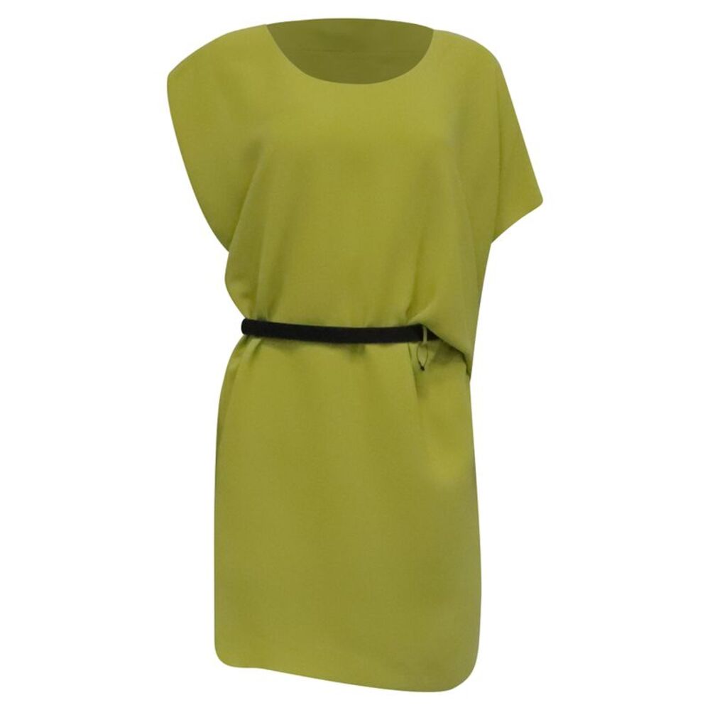 Diane Von Furstenberg Belted Mini Dress in Lime Green Triacetate